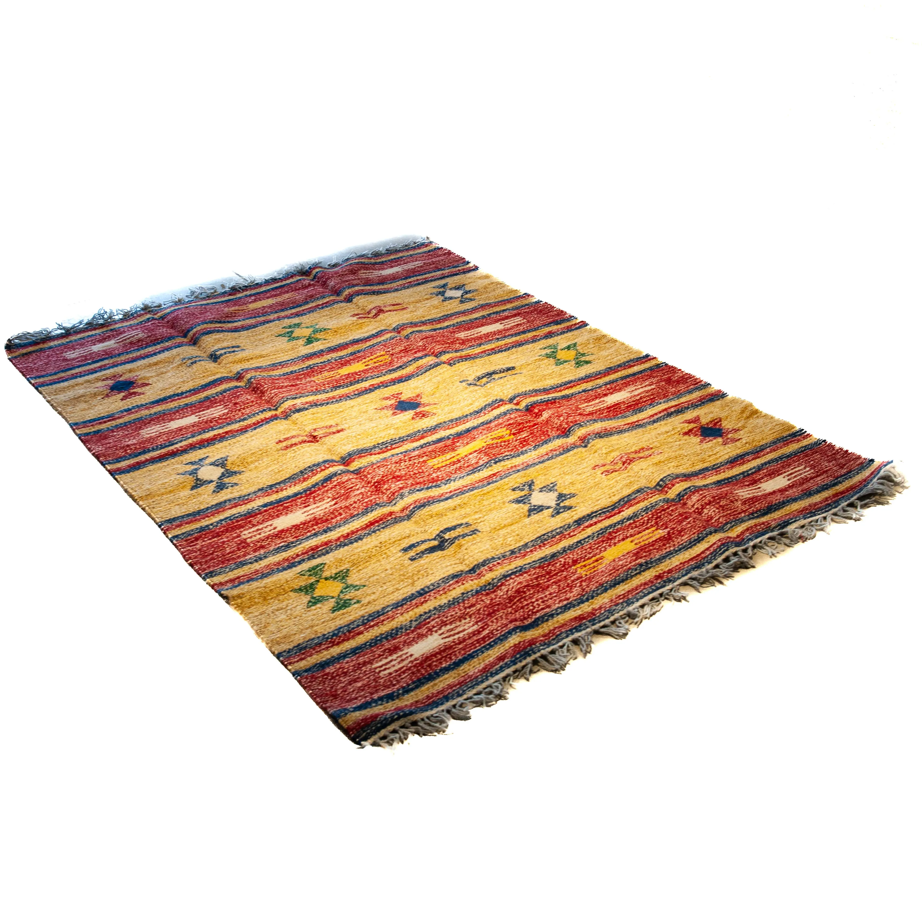 Egyptian Cotton Kilim - 2 M x 1.5 M - Red/Yellow