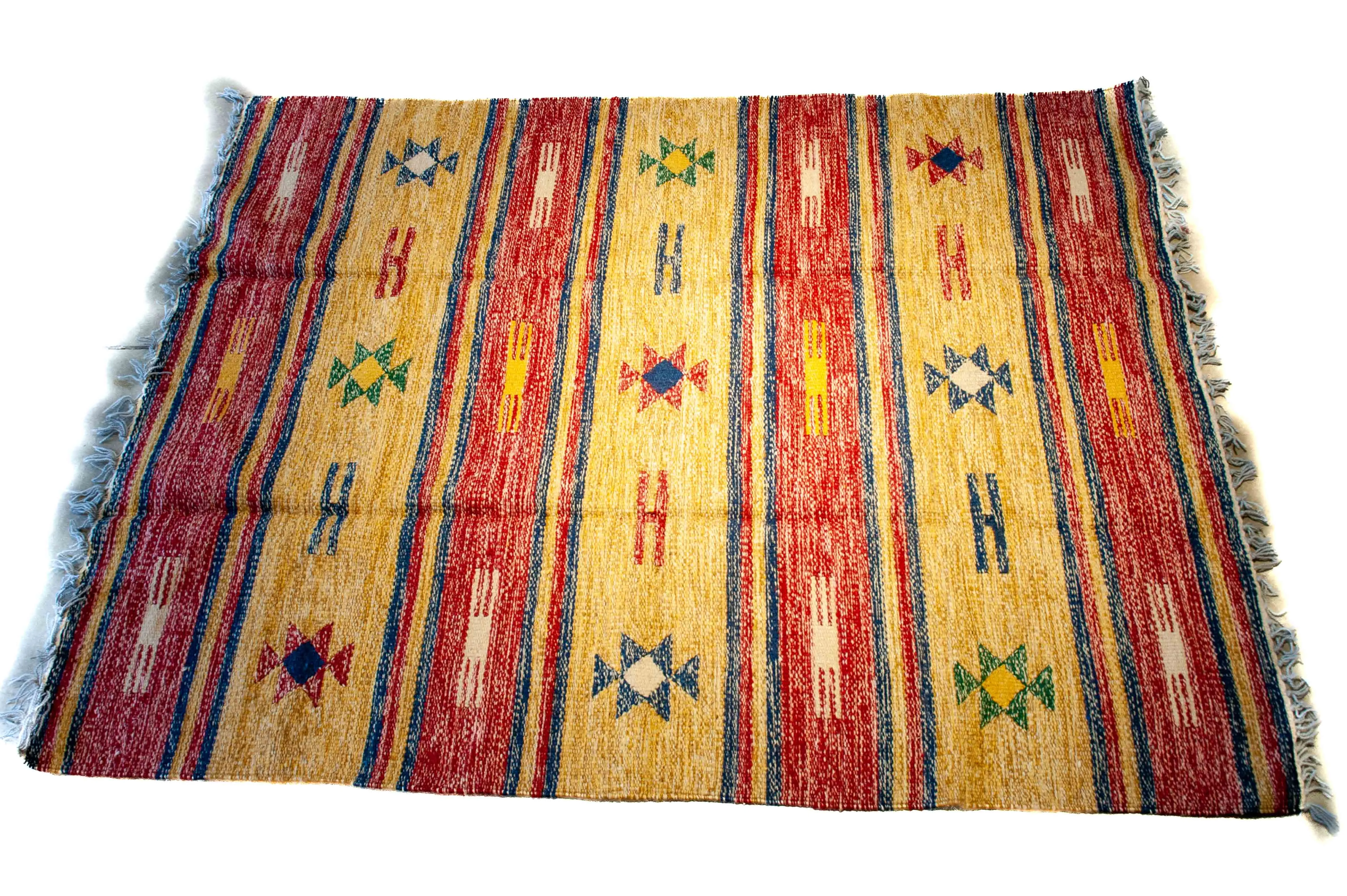 Egyptian Cotton Kilim - 2 M x 1.5 M - Red/Yellow