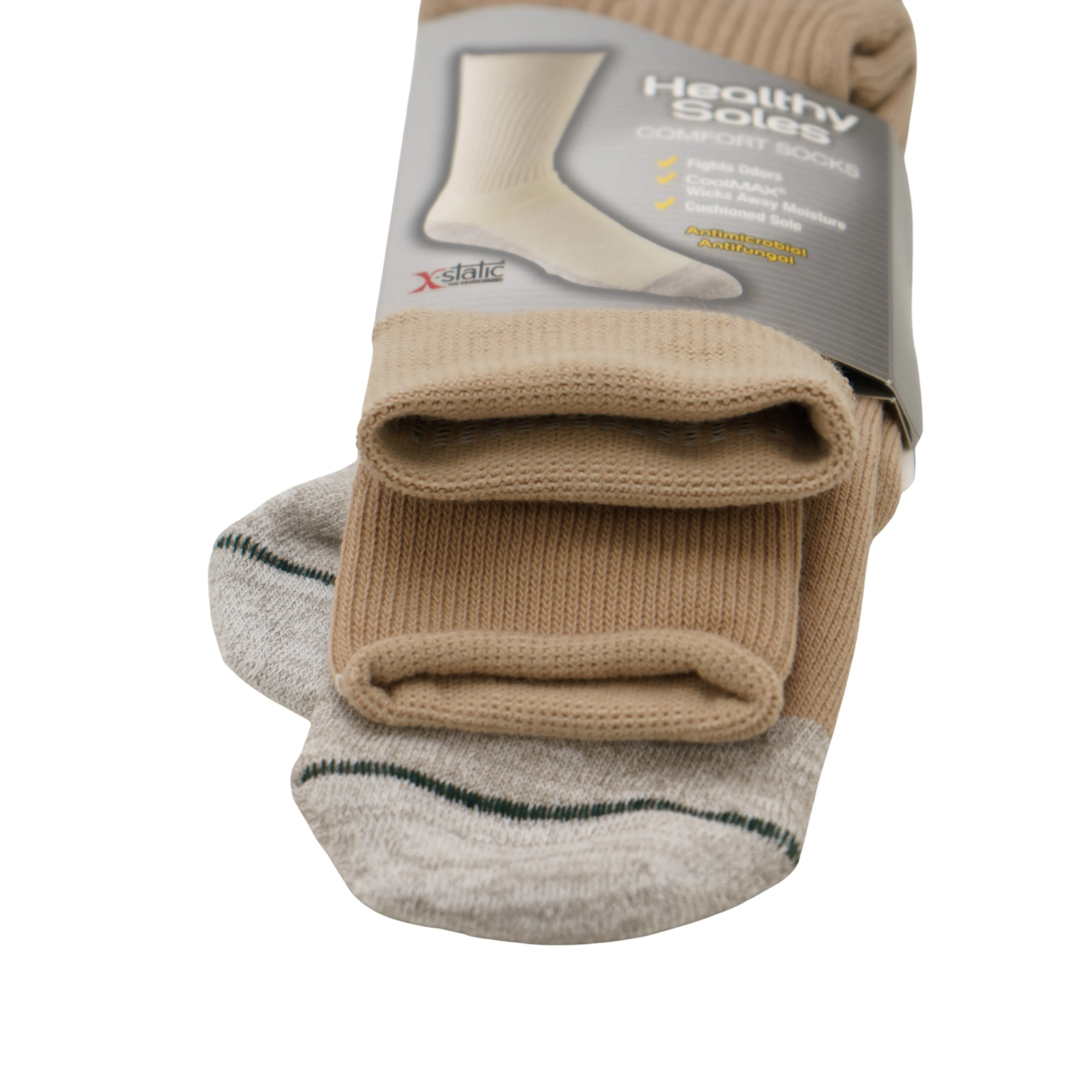 FOUNDATION® HEALTHY SOLES CIRCULATION CREW SOCKS - BEIGE