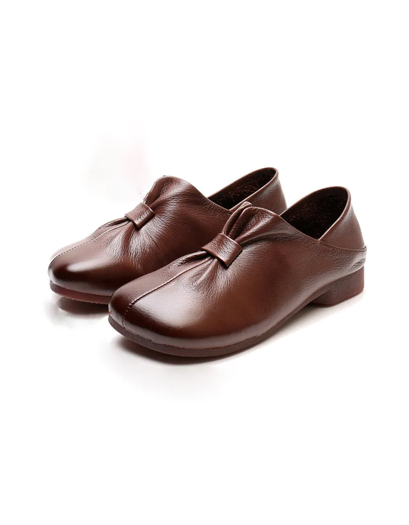 Front Folding Soft Leather Flat Shoes