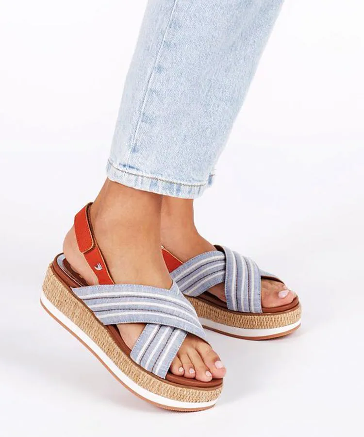 Gioseppo Goolwa Blue Summer Platform Wedge Sandal