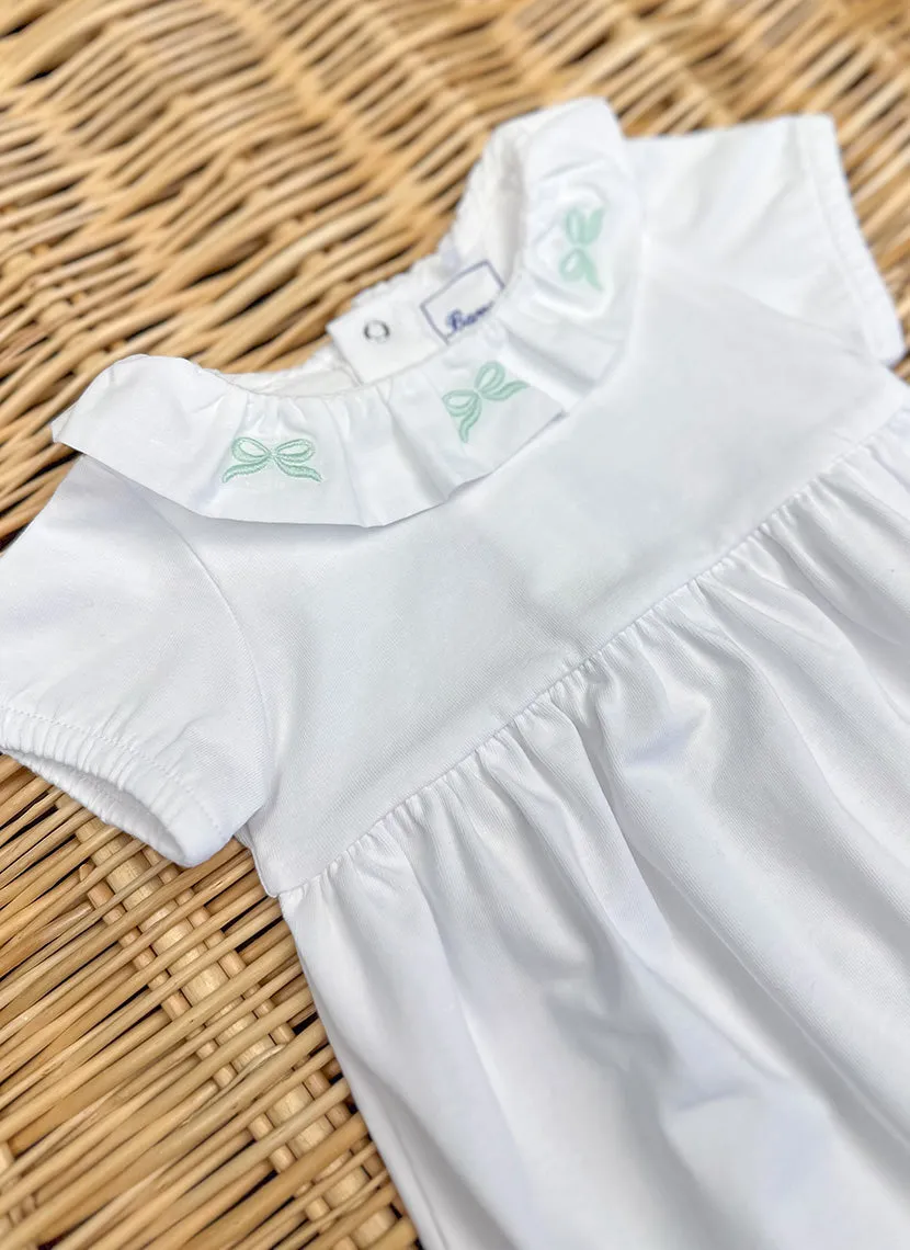 Girly Jersey romper with embroidered bows