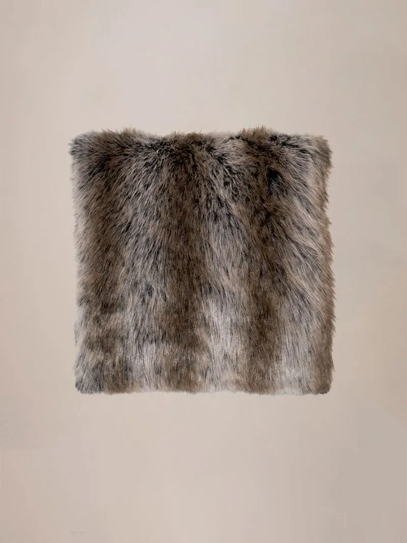 Grey Wolf Galaxy Faux Fur Pillow