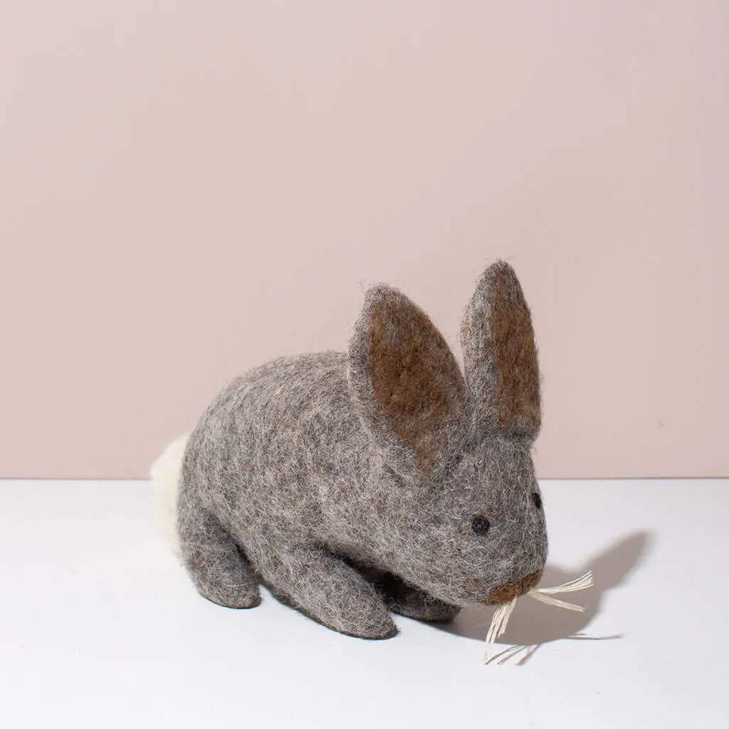 Hand Felted Grey Bunny