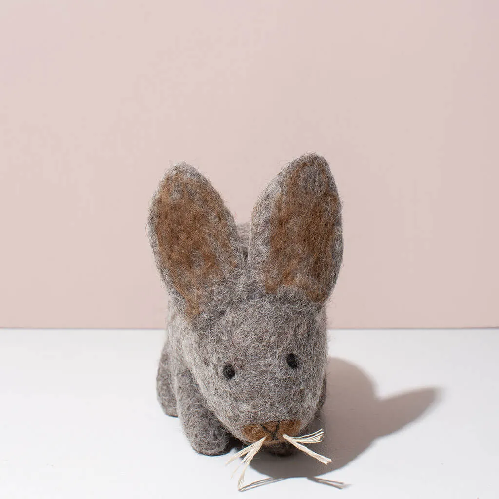 Hand Felted Grey Bunny