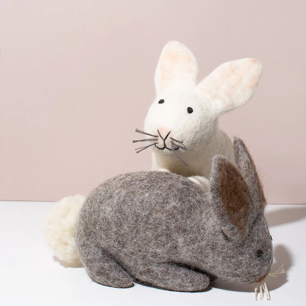 Hand Felted Grey Bunny