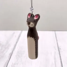 Handmade Ceramic Hanging Decoration - Grey Mouse