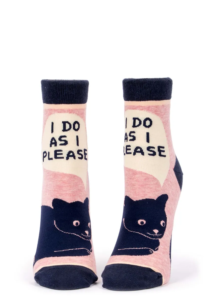 I Do As I Please Black Cat Ankle Socks