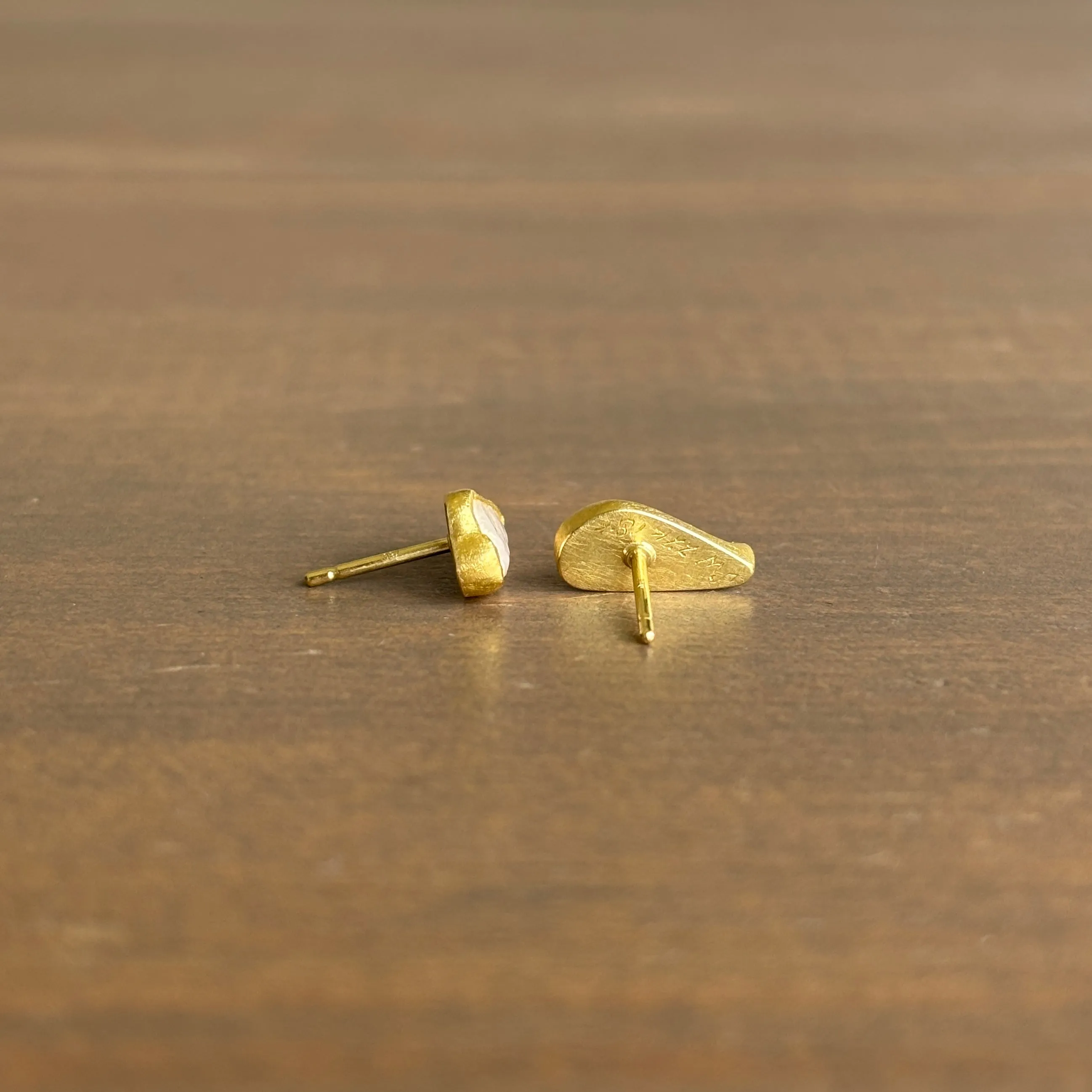 Large American Pearl Shark Tooth Stud Earrings