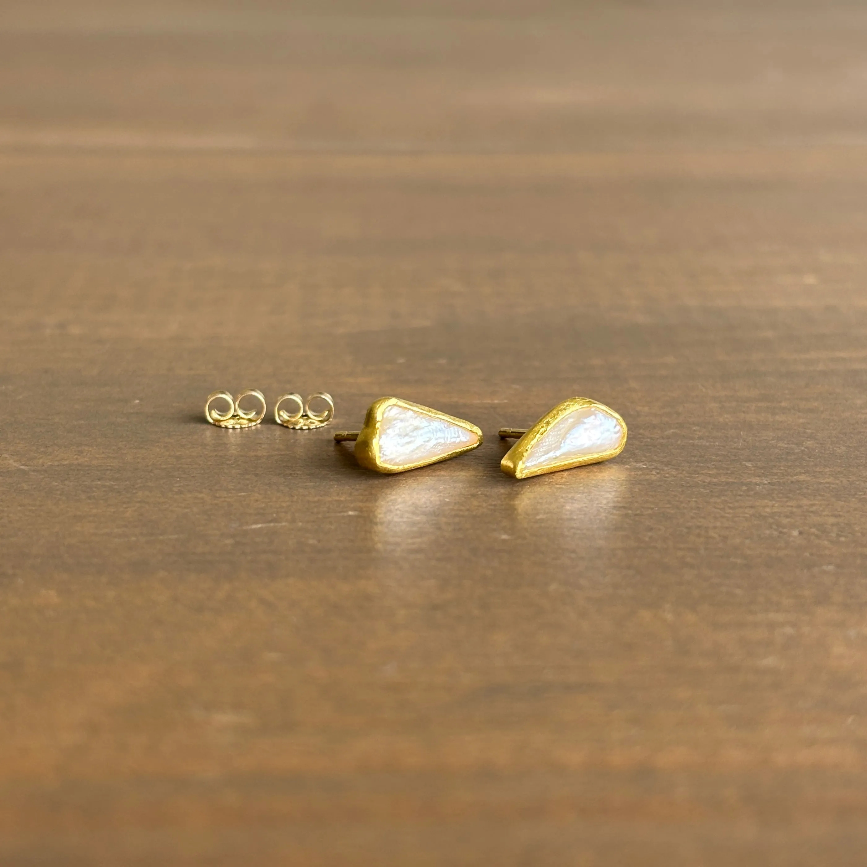 Large American Pearl Shark Tooth Stud Earrings