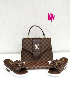 LV Rose print slippers