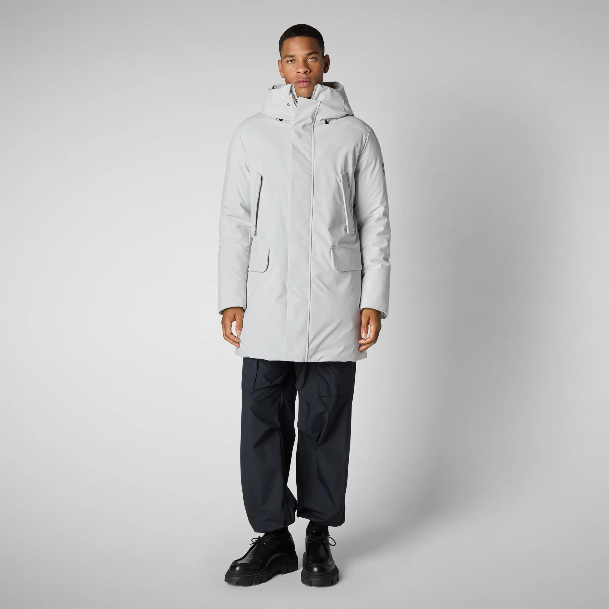 Man's hooded parka Wilson in fog grey