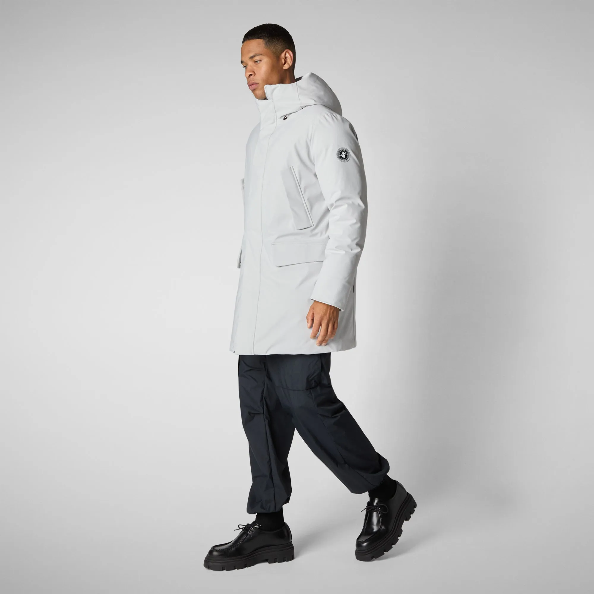 Man's hooded parka Wilson in fog grey