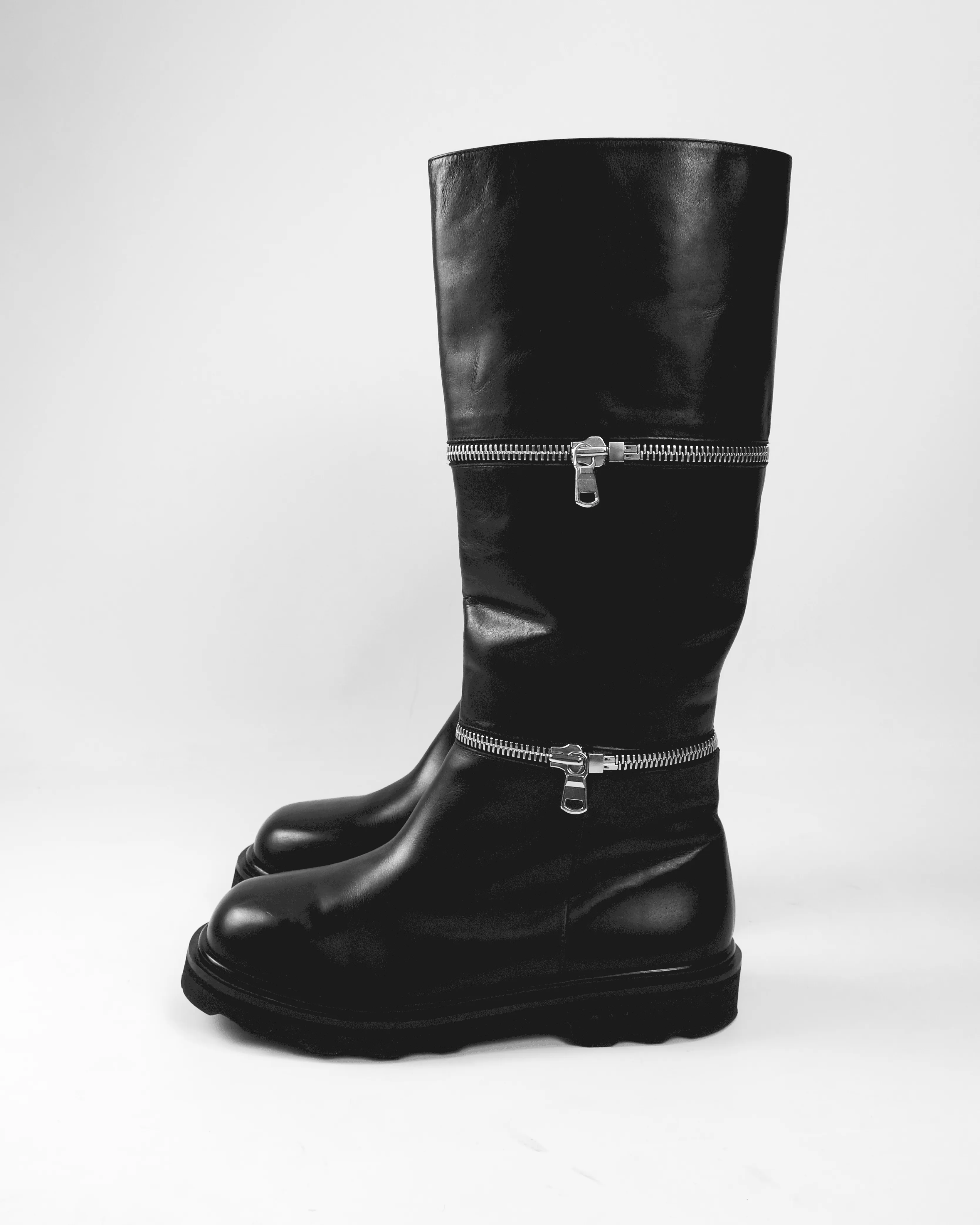 Marni Zip-Off Detachable Panel Leather Black Boots 2019