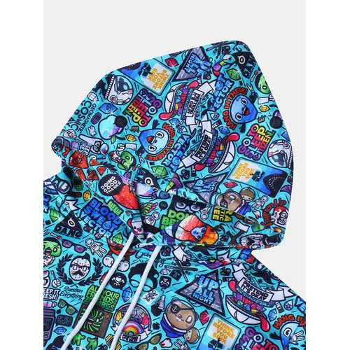 Mens Funny Cartoon Floral Hoodies