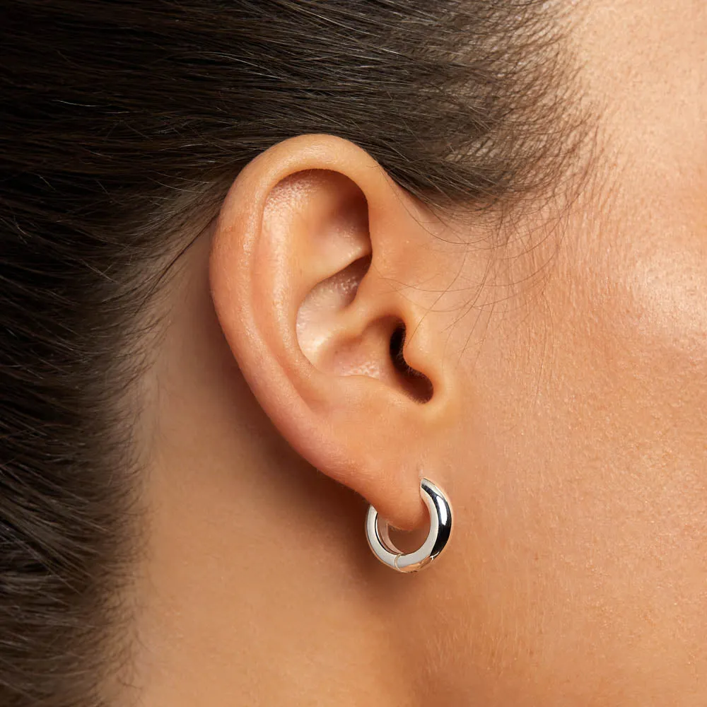 Mini Curve Hoop Earrings in Silver