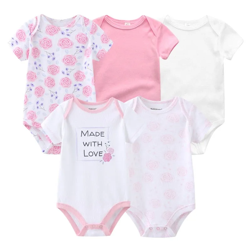 Newborn Baby Unisex 5PCS Printed Cotton Bodysuits