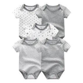 Newborn Baby Unisex 5PCS Printed Cotton Bodysuits