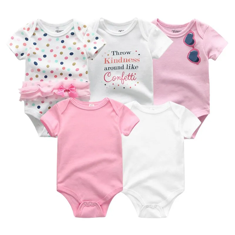 Newborn Baby Unisex 5PCS Printed Cotton Bodysuits