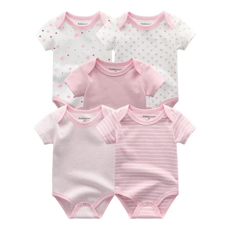 Newborn Baby Unisex 5PCS Printed Cotton Bodysuits