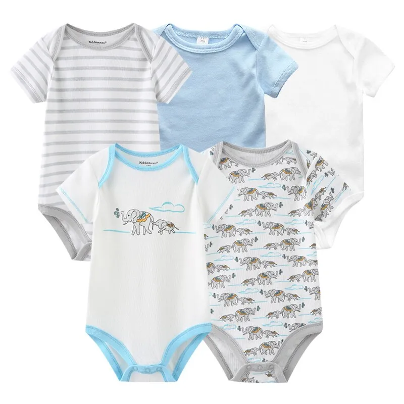 Newborn Baby Unisex 5PCS Printed Cotton Bodysuits