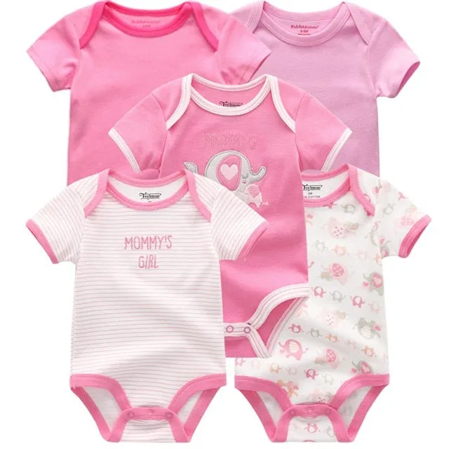 Newborn Baby Unisex 5PCS Printed Cotton Bodysuits