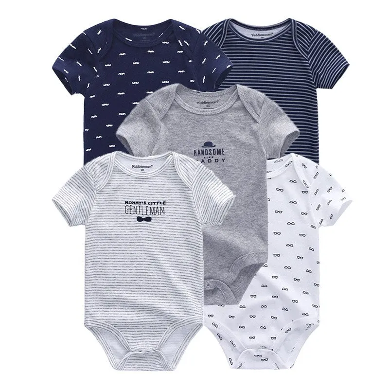 Newborn Baby Unisex 5PCS Printed Cotton Bodysuits