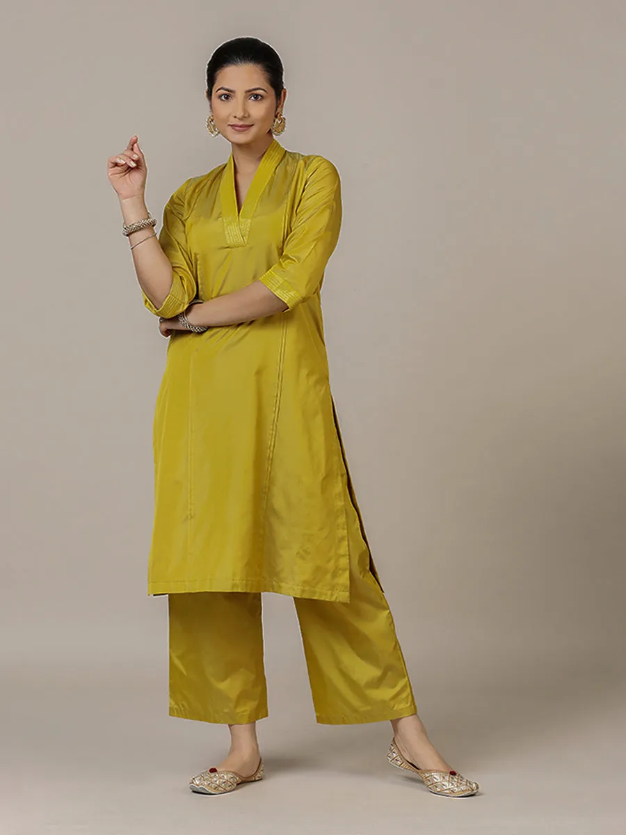 Nyla x Tyohaar | Lemon Yellow Art Silk Pants