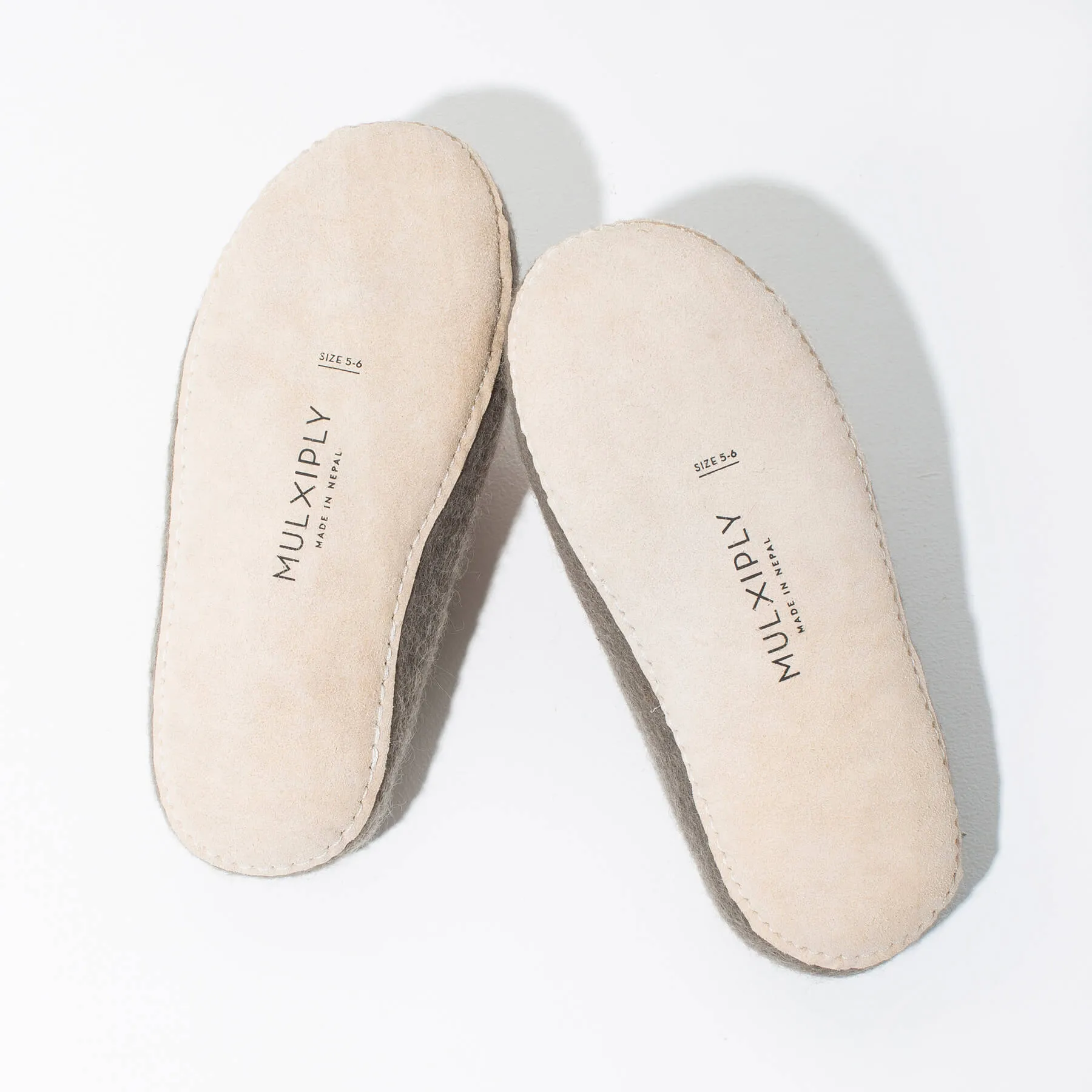 SALE - Pom Pom Felt Slippers - Light Grey   Muted Rose