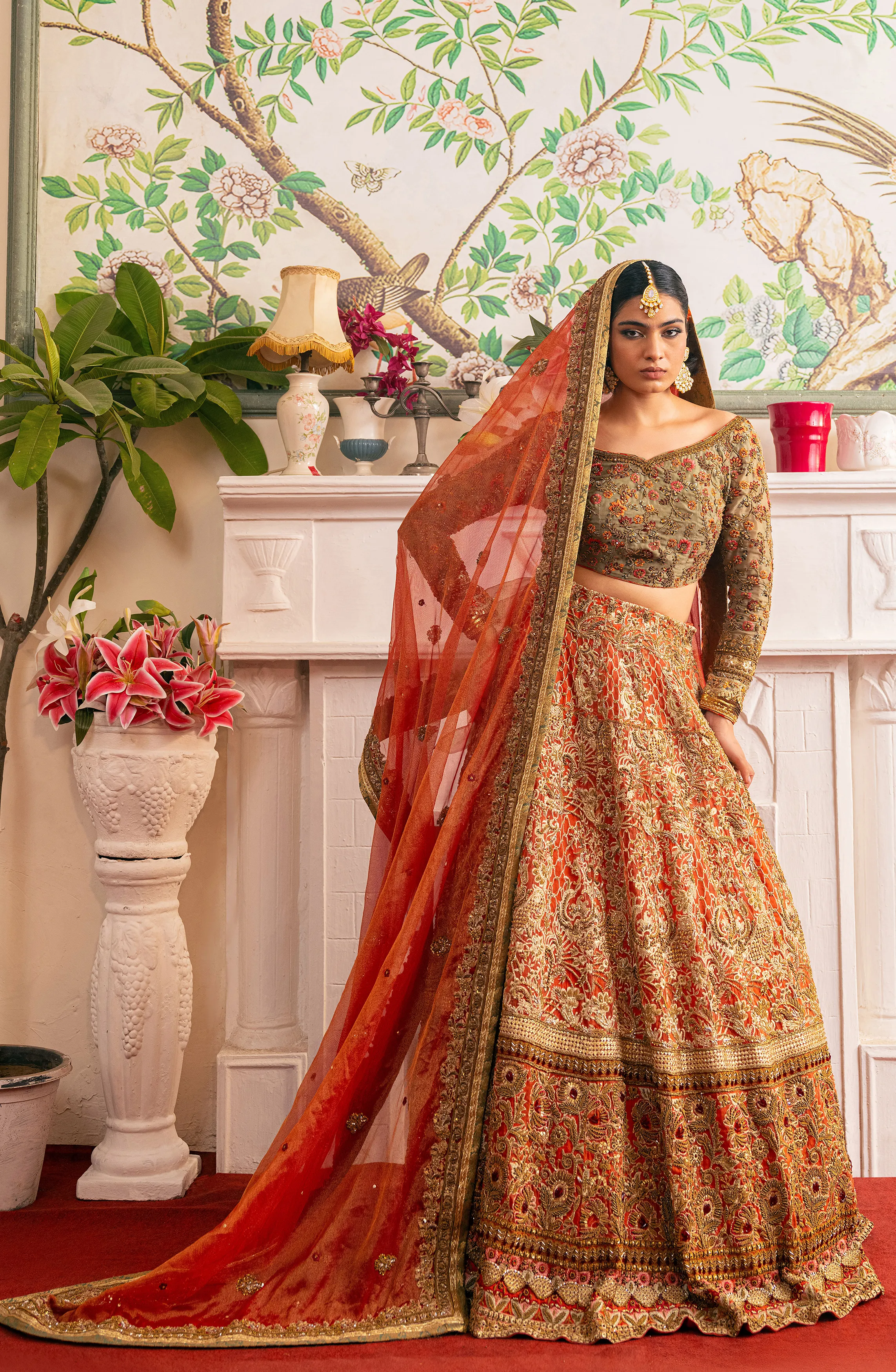 Shabnam - Lehenga Choli Ensemble with a Zari Net Dupatta