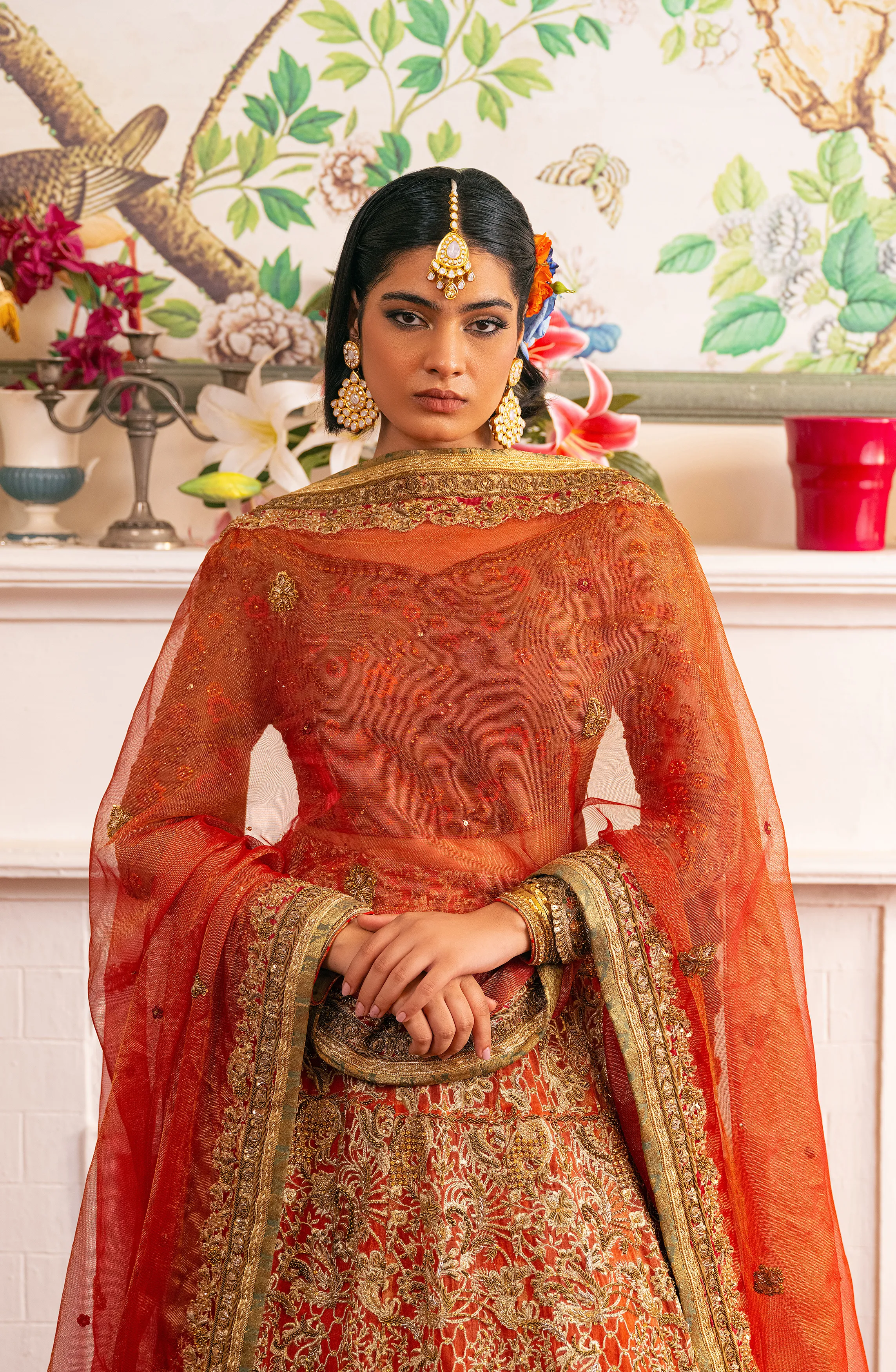 Shabnam - Lehenga Choli Ensemble with a Zari Net Dupatta