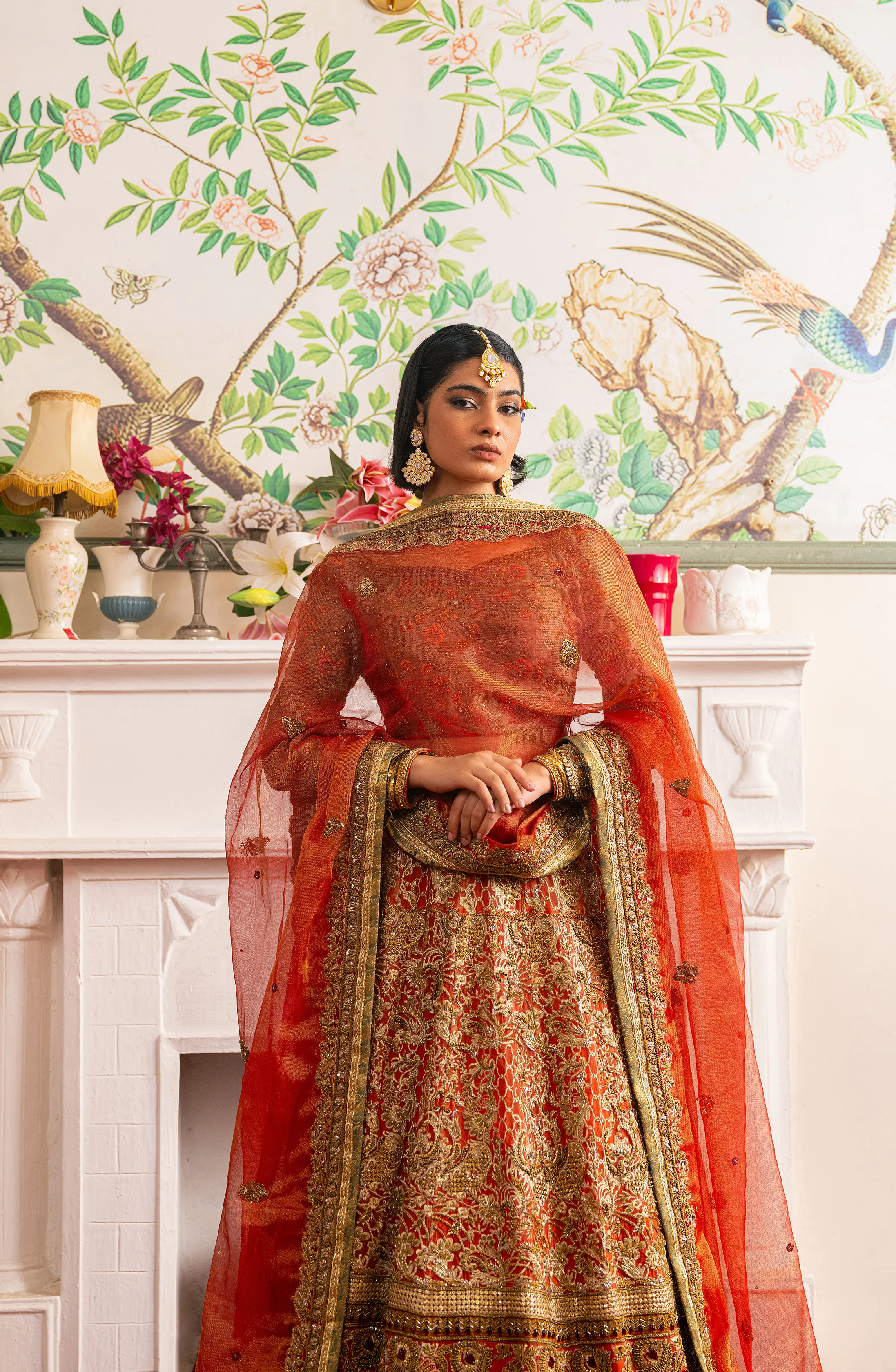 Shabnam - Lehenga Choli Ensemble with a Zari Net Dupatta