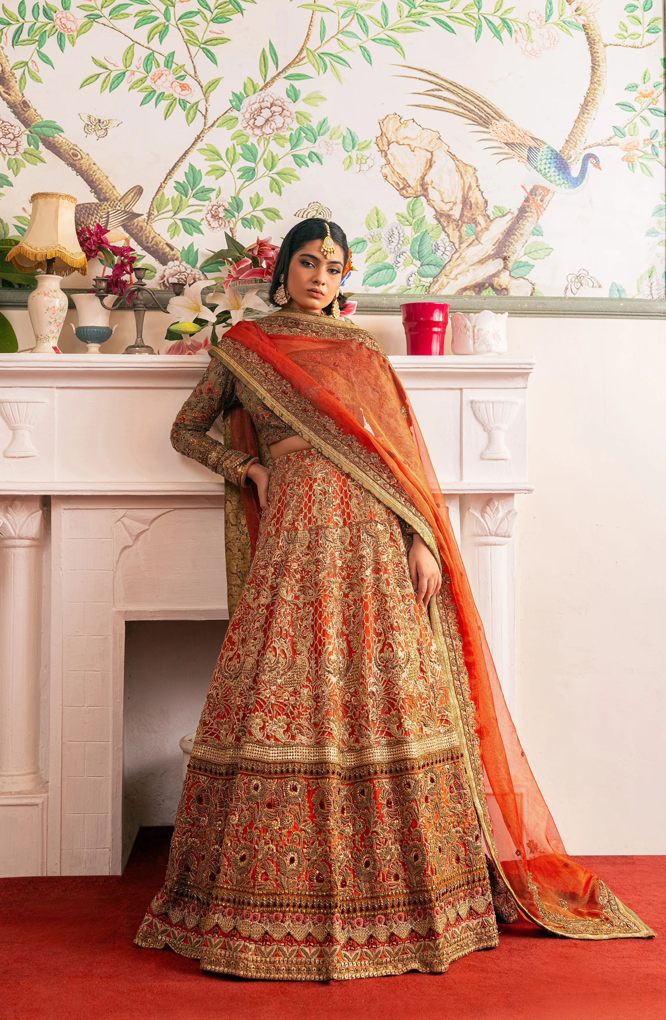 Shabnam - Lehenga Choli Ensemble with a Zari Net Dupatta