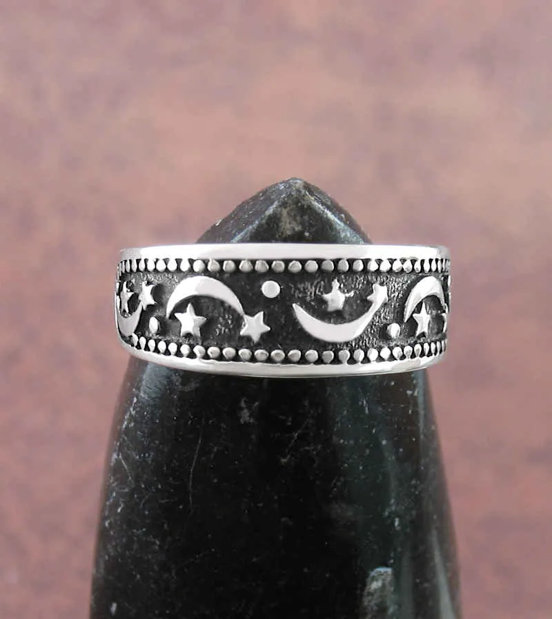 Shooting Stars Toe or Midi Oxidized Ring, Adjustable