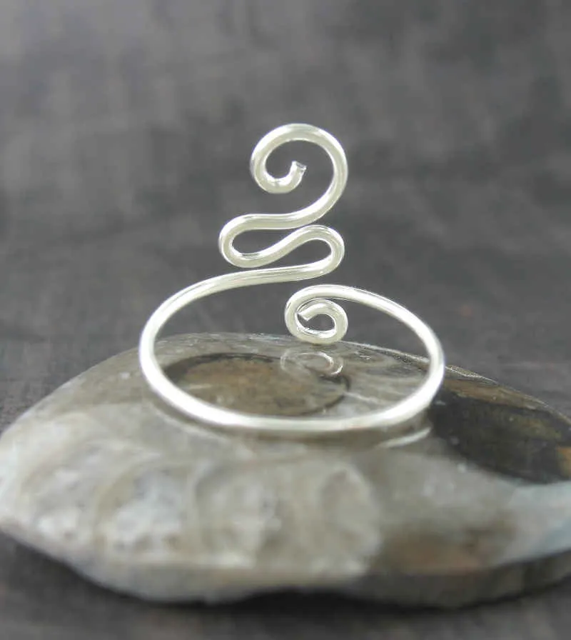 Spiral Swirl Toe Midi Ring, Adjustable