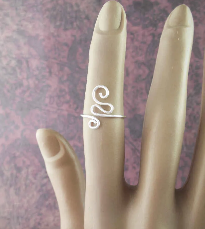 Spiral Swirl Toe Midi Ring, Adjustable