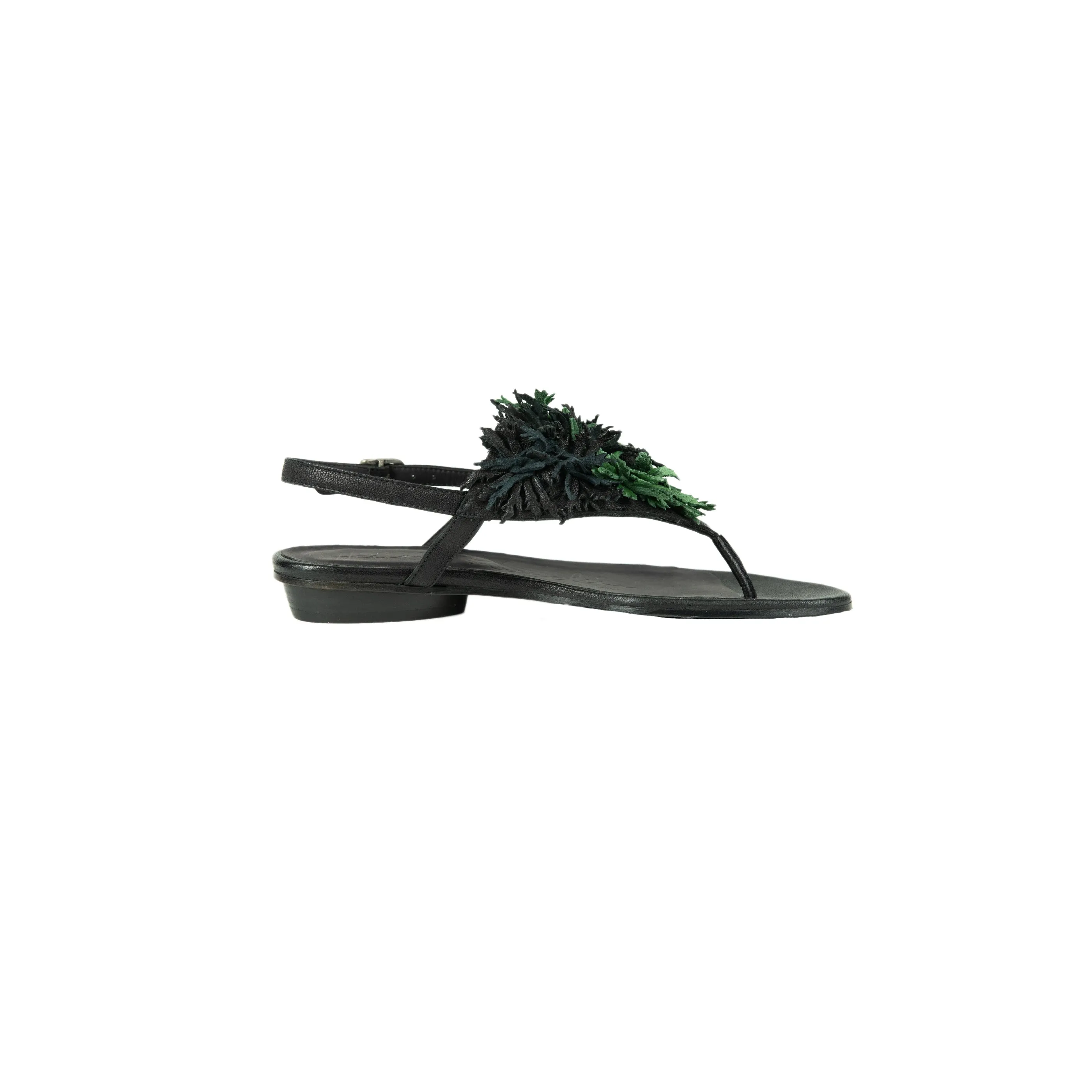 Thong Sandal Flowers Verde Ranch Black