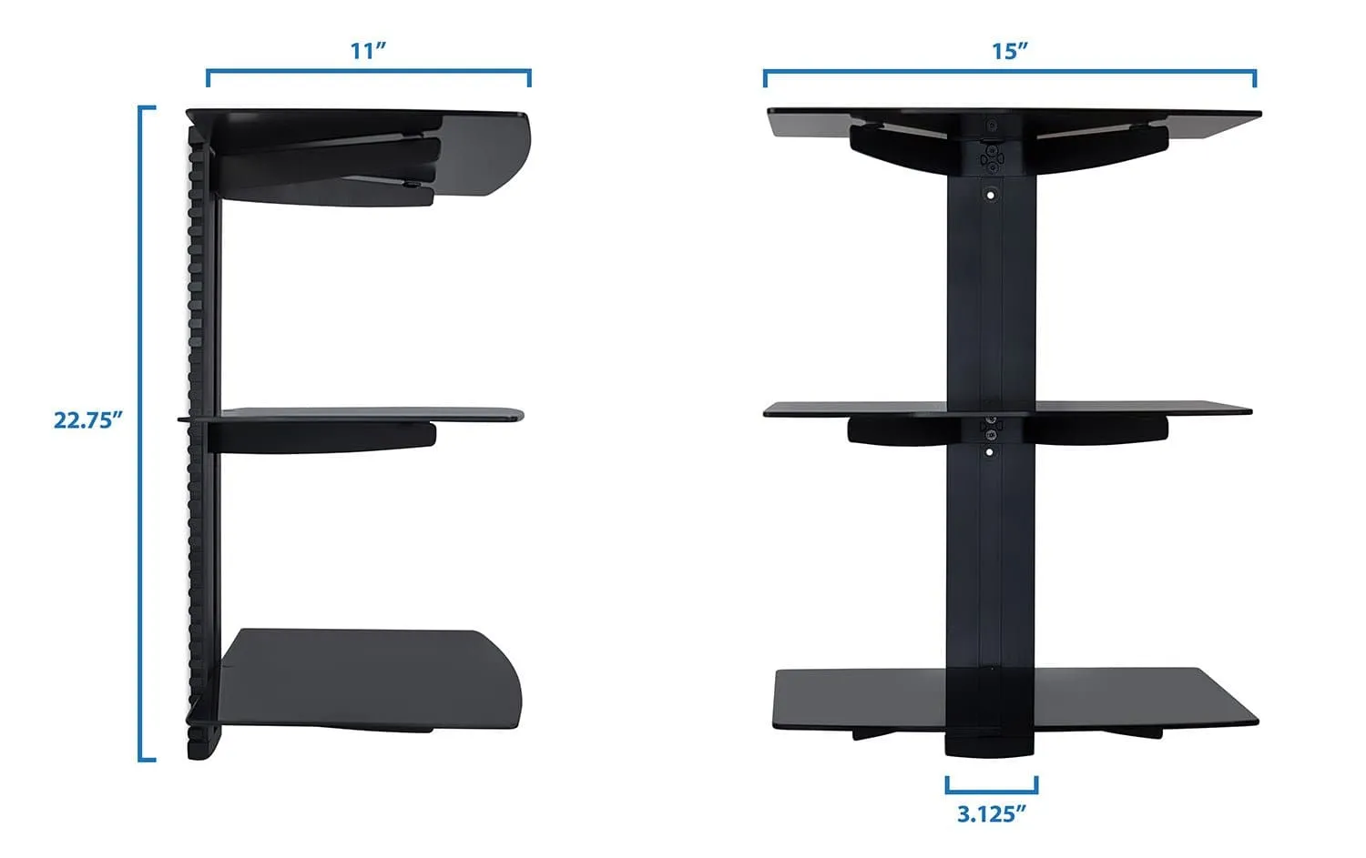 Triple Floating Wall Shelves for A/V Components