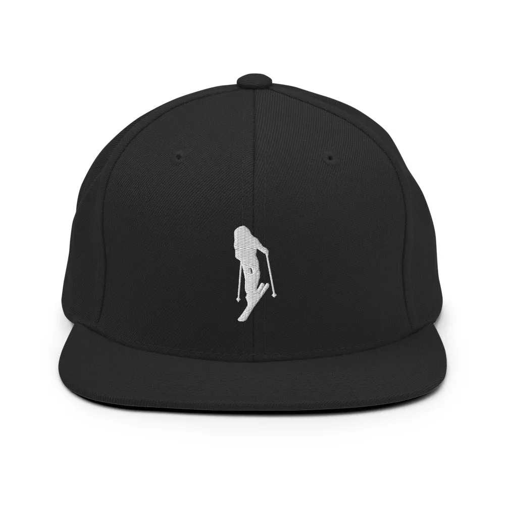 Uphill Skier Flat Bill Snapback Hat