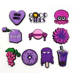 Wholesale 100pcs Cartoon Purple DIY Silicone Shoe Buckle